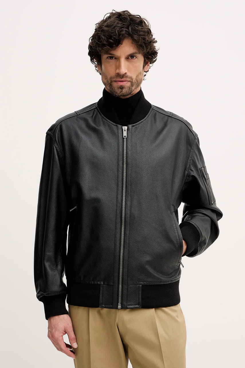 Kožená bunda BOSS Orange Jakri (obrázek 4)