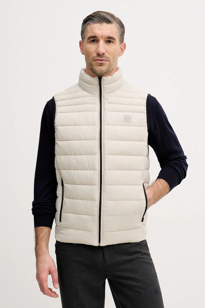 BOSS Orange vestă culoarea bej, de tranziție, 50549243