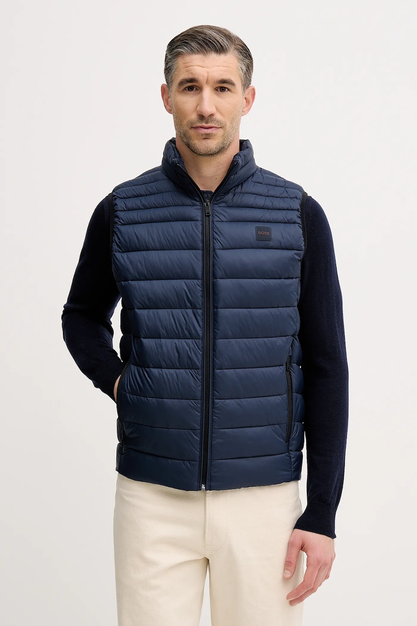 BOSS Orange vestă culoarea bleumarin, de tranziție, 50549243