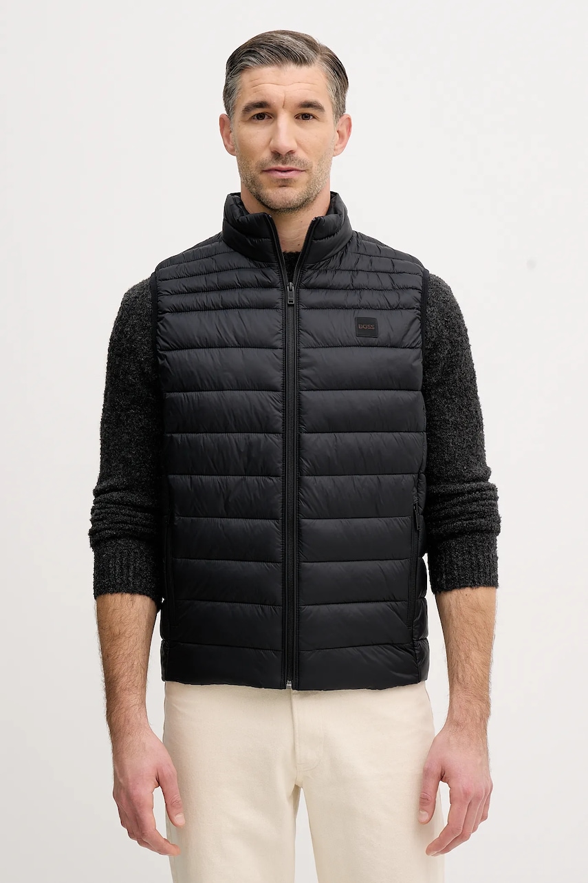 BOSS Orange vestă culoarea negru, de tranziție, 50549243