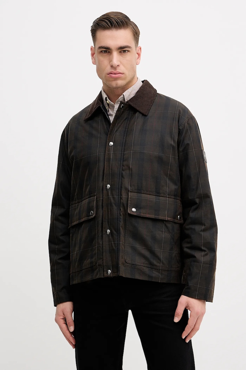 Bavlněná bunda Tommy Hilfiger hnědá barva, přechodná, MW0MW42566