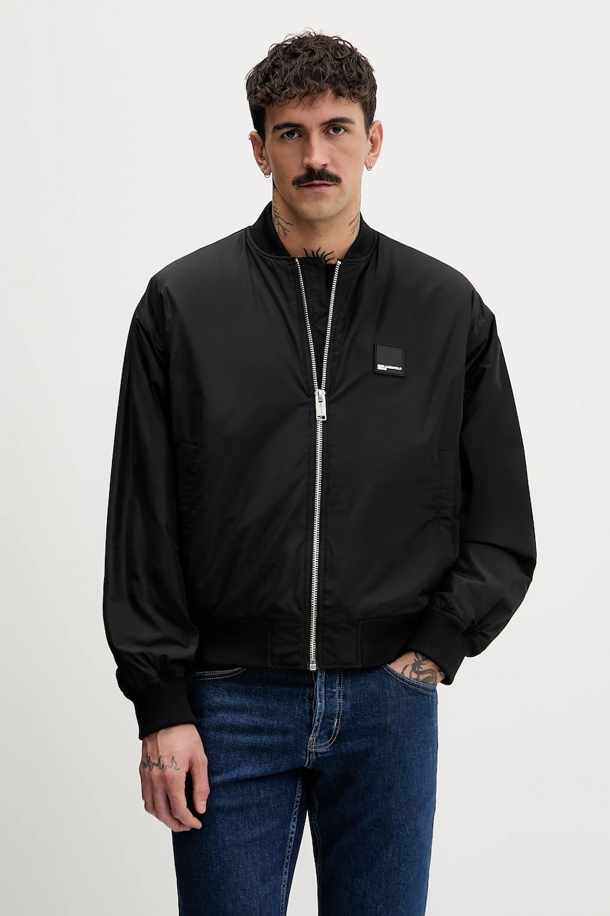 Karl Lagerfeld Jeans geaca bomber culoarea negru, de tranzitie, oversize, B1M15015