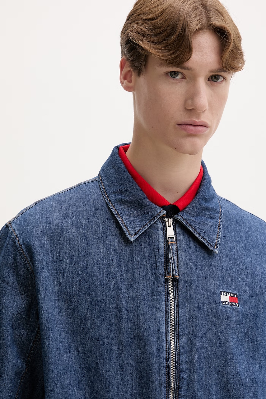 Tommy Jeans prechodná bunda pánska rifľová