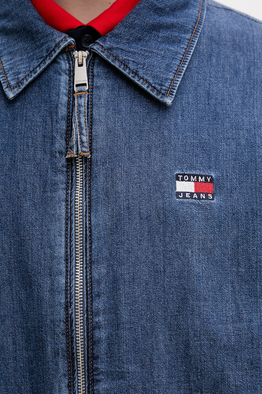 Tommy Jeans prechodná bunda pánska rifľová