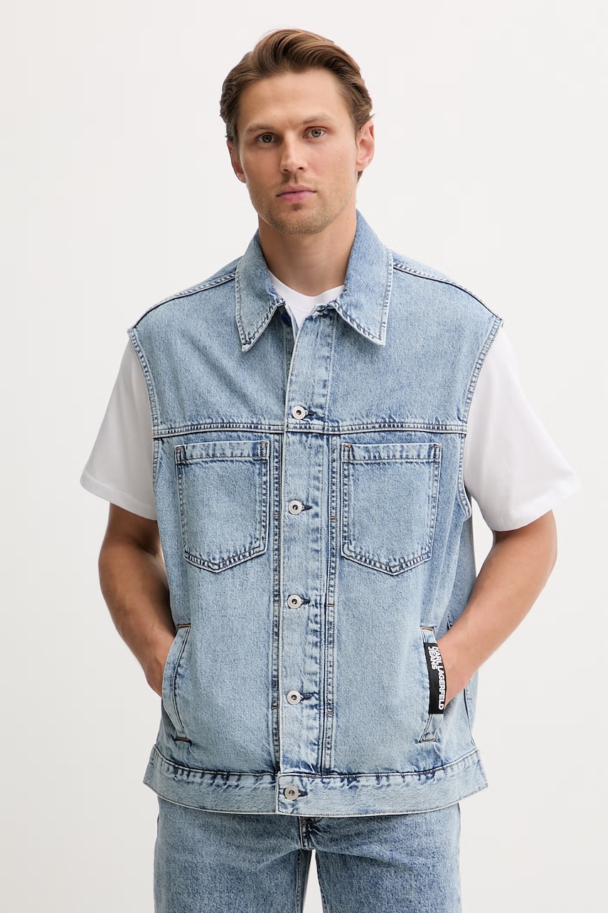 Karl Lagerfeld Jeans vestă de bărbați din denim