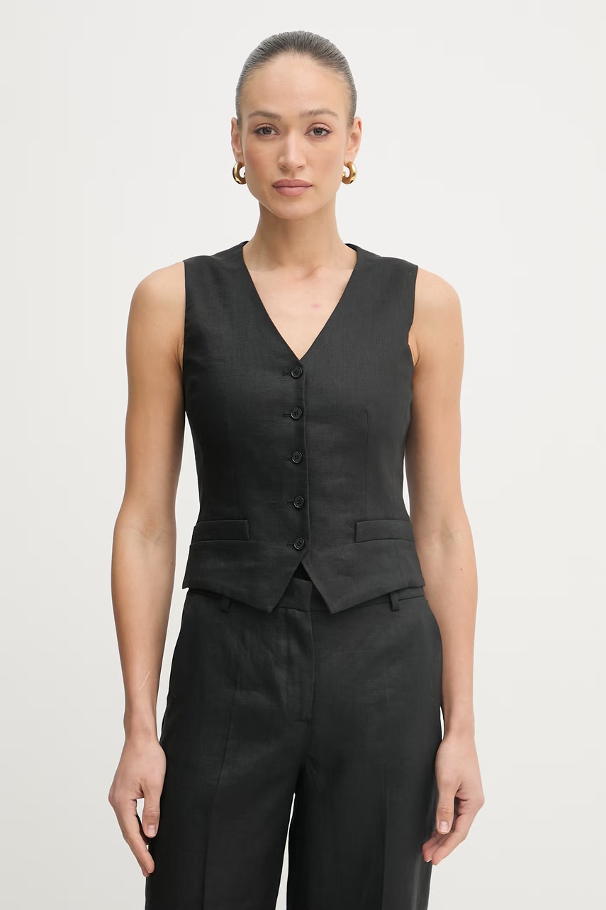 Weekend Max Mara vestă cu un singur rând de nasturi pentru femei, din in