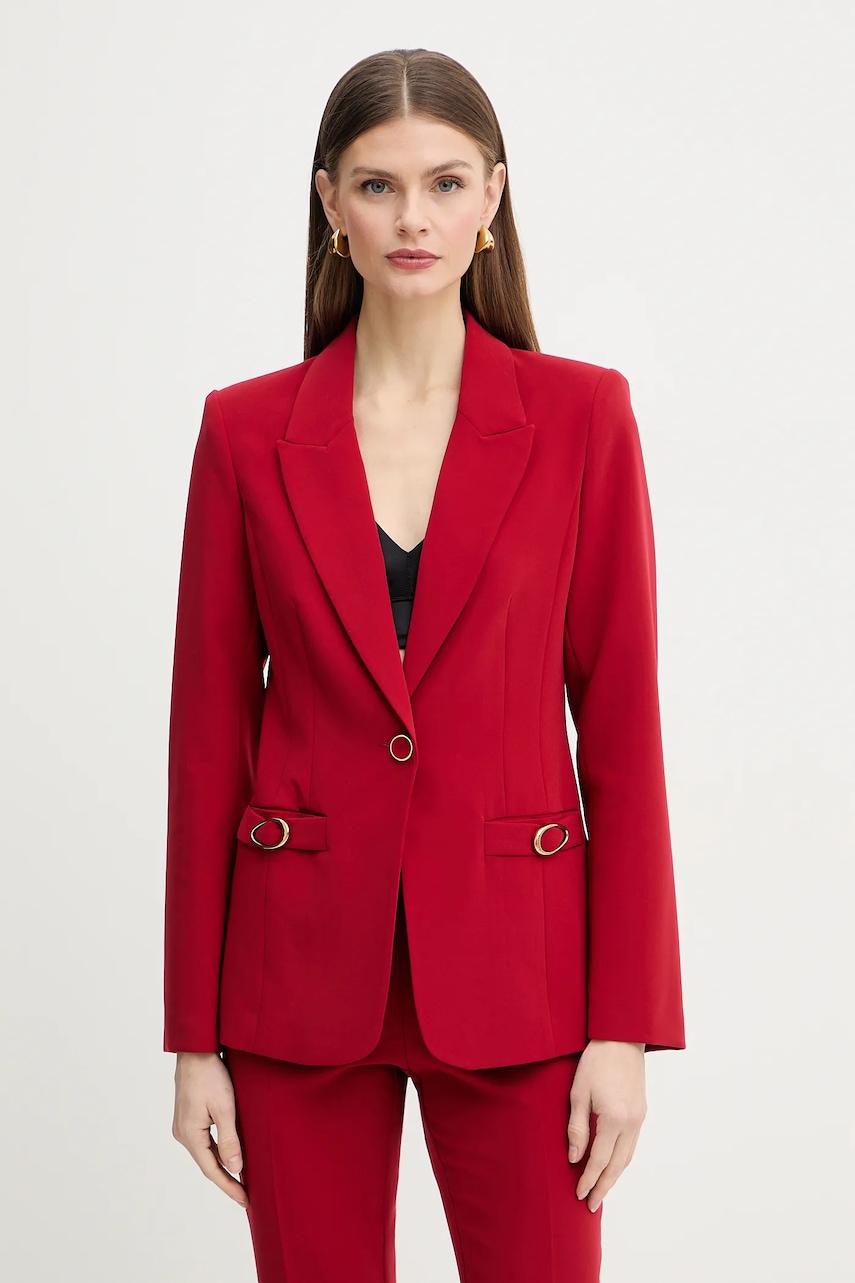 Marciano by Guess marynarka ZAIRA kolor czerwony jednorzędowa gładka 6RGN03 7357A