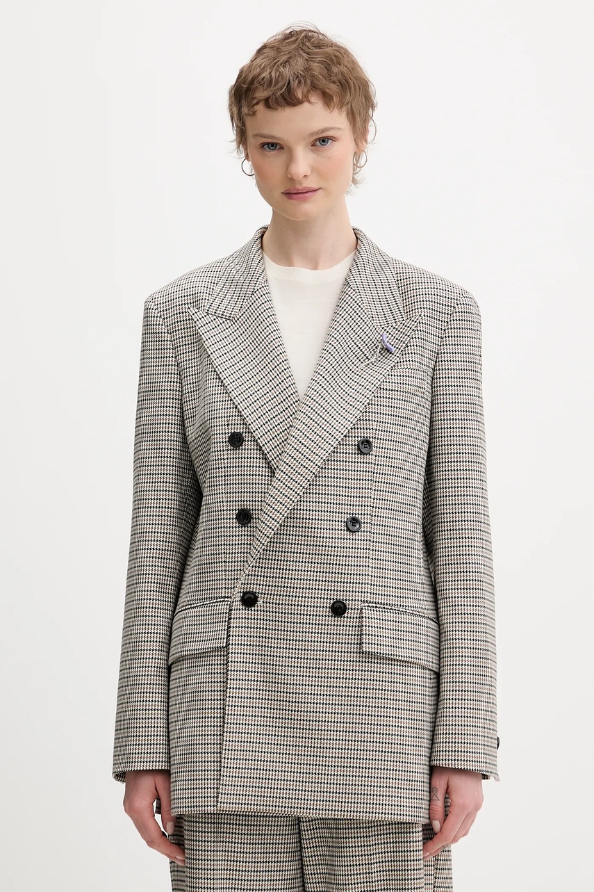 HUGO sacou Amalisa culoarea bej, un singur rând de nasturi, cu imprimeu, 50554439