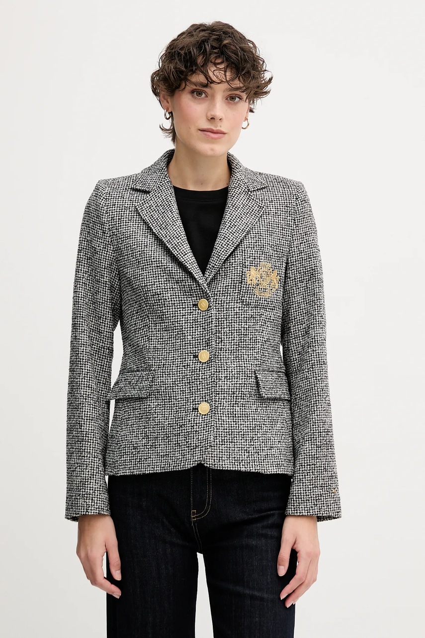 Levně Sako s přídavkem vlny Tommy Hilfiger černá barva, WW0WW48786