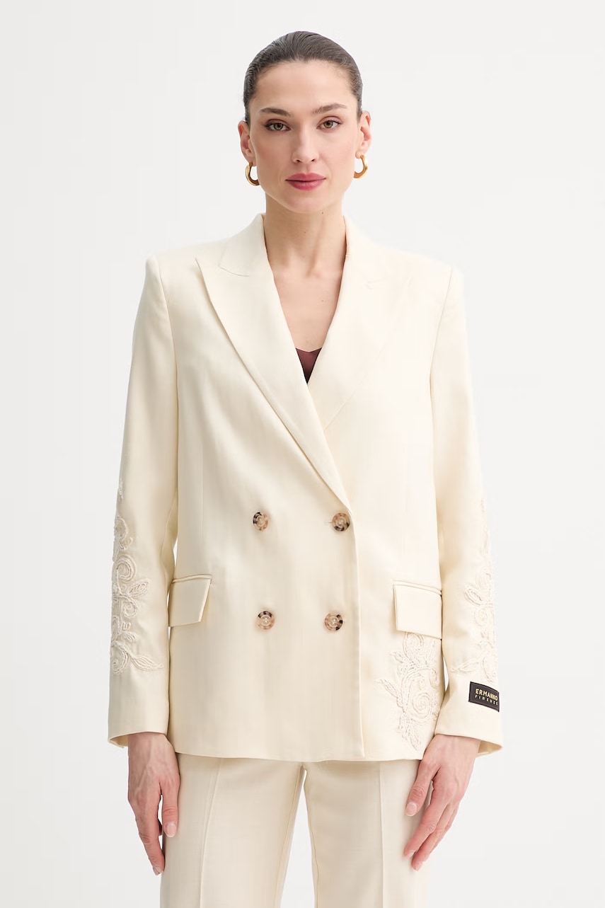 ERMANNO Firenze geantăou cu două rânduri de nasturi pentru femei, din in