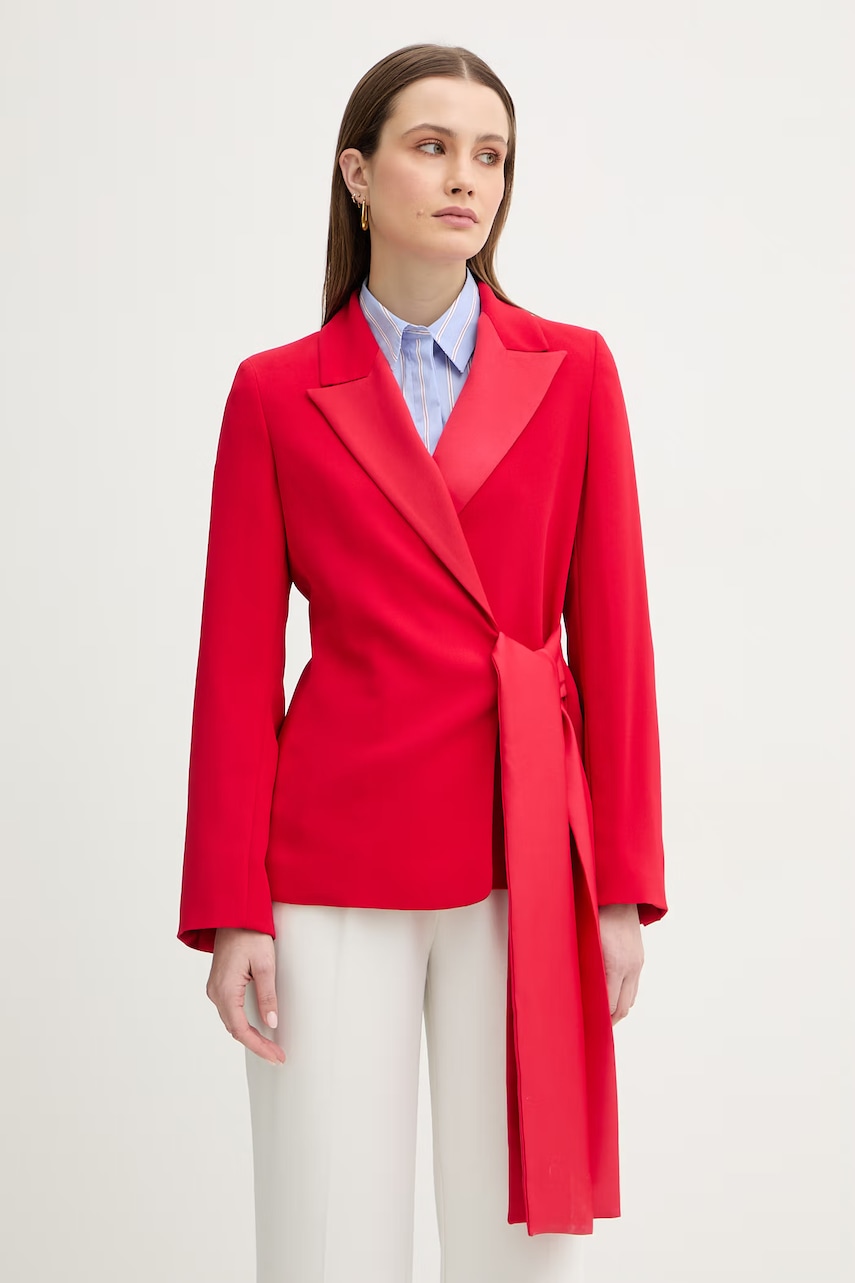 Marella marynarka MLTMEANDRO kolor czerwony niezapinana gładka 2613041053200