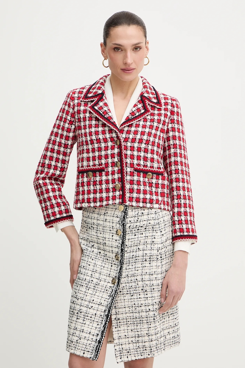 Luisa Spagnoli marynarka Villarosa kolor czerwony jednorzędowa wzorzysta 542809