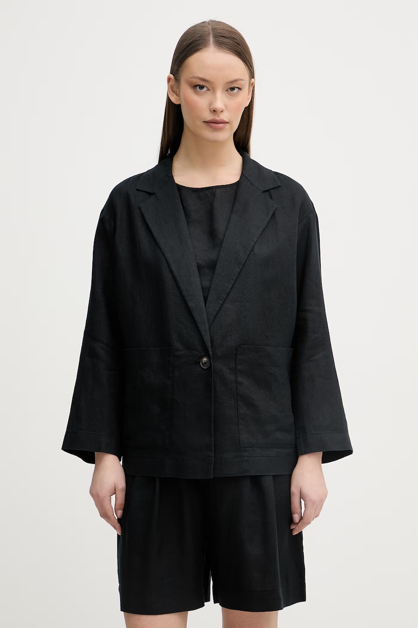 United Colors of Benetton sacou cu un singur rând de nasturi de damă din in