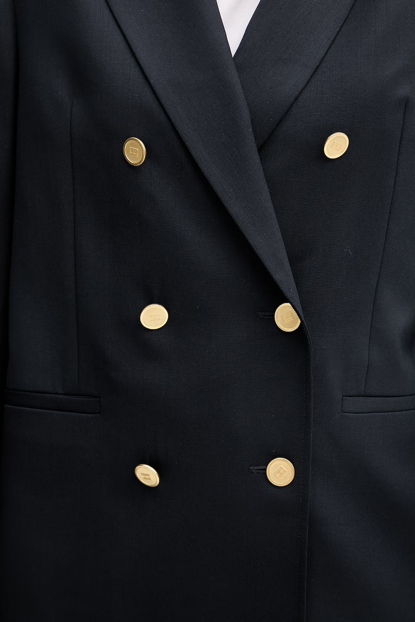 Tommy Hilfiger dvojradové sako dámske s prímesou vlny