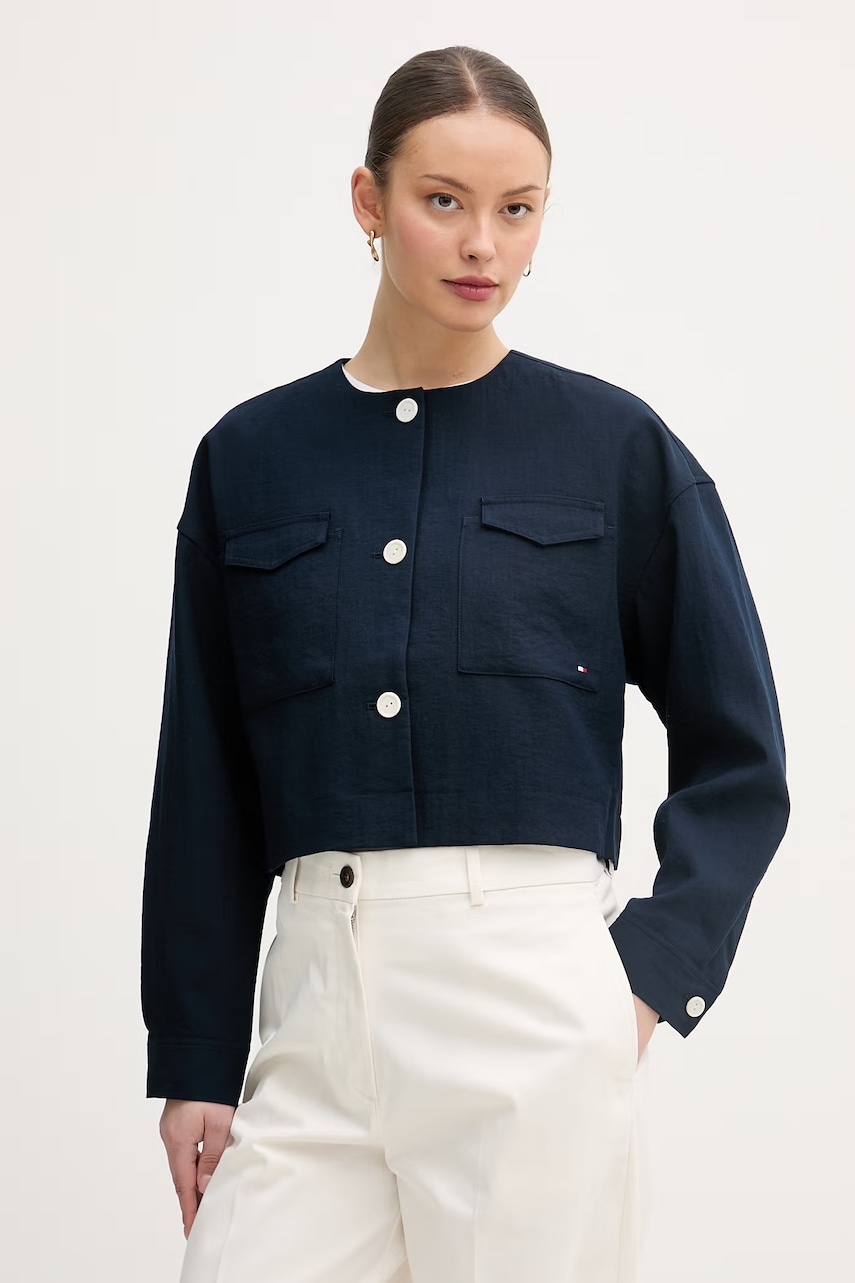 Tommy Hilfiger sacou cu un singur rând de nasturi pentru femei, cu vâscoză