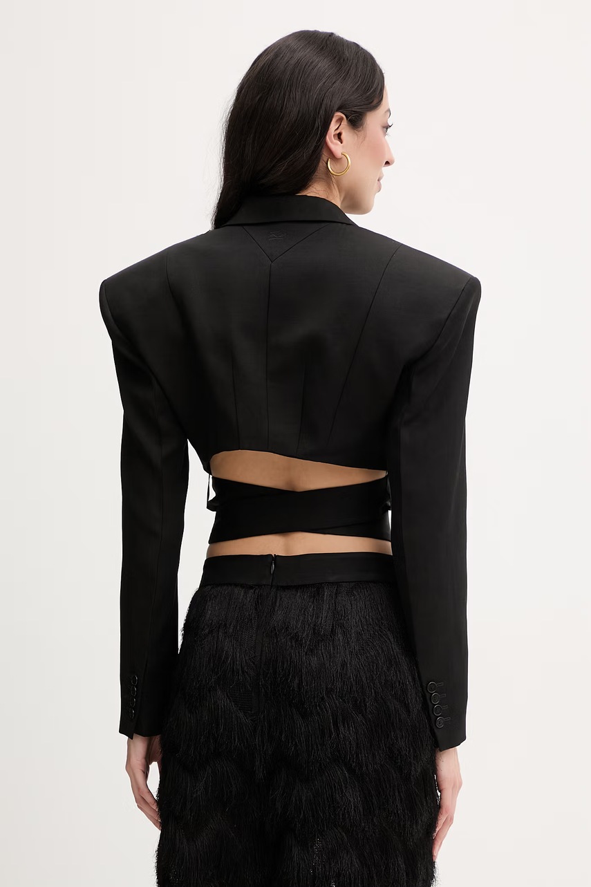 Karl Lagerfeld sako dámské se lnem Karl Lagerfeld Studio (obrázek 3)