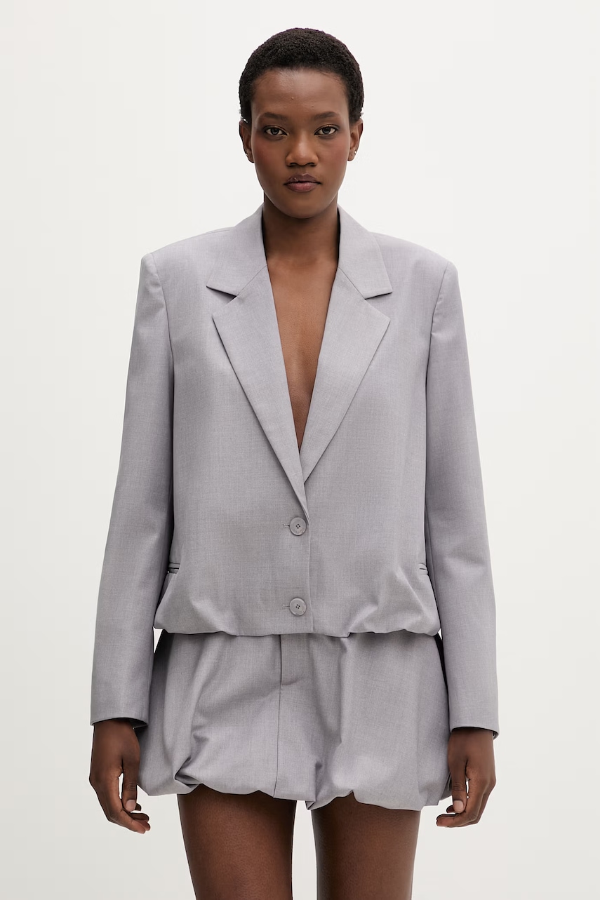 Isabelle Blanche marynarka garniturowa damska z wiskozą szara IS26SS-J093-T007