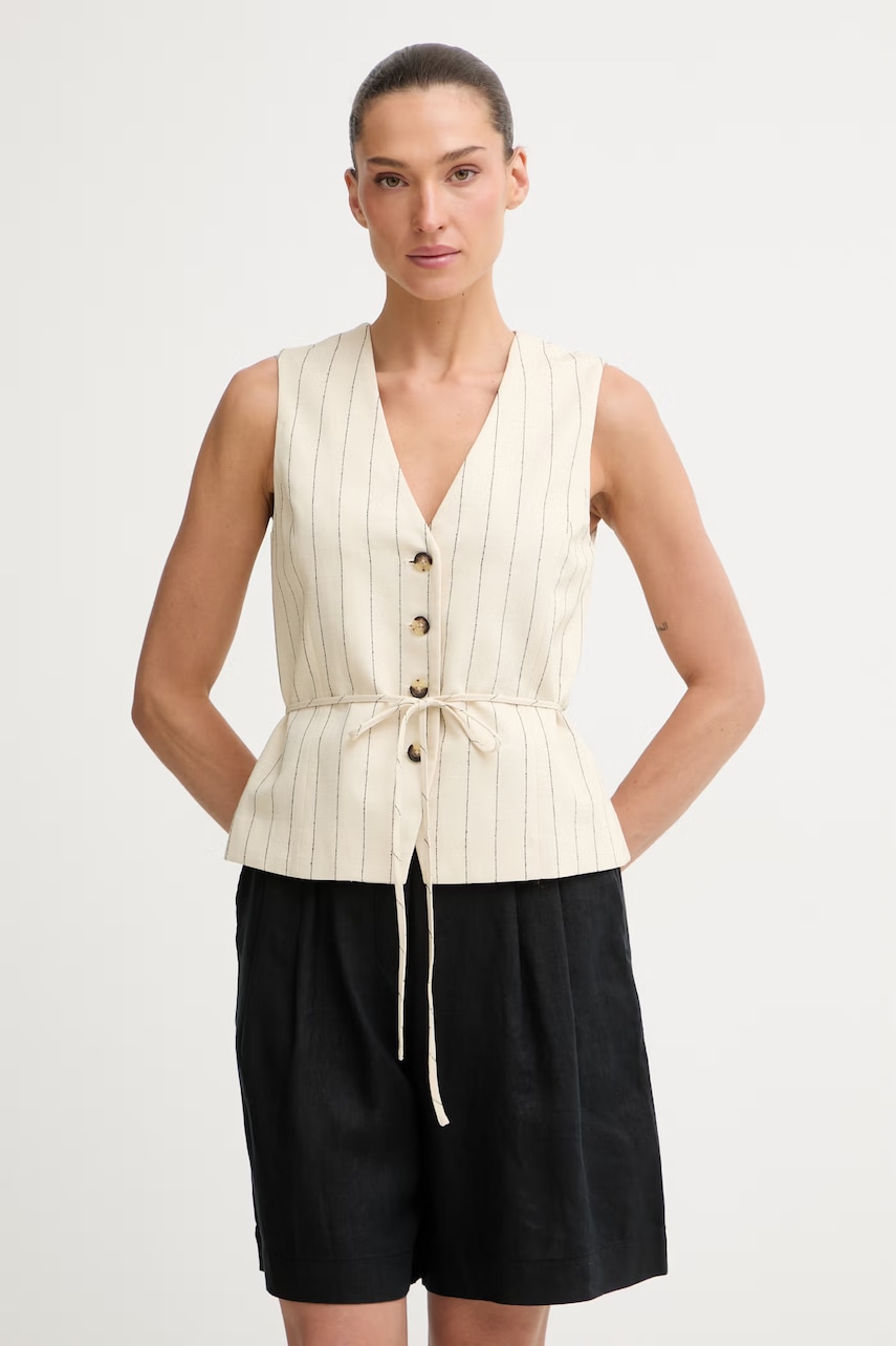 Rag & Bone Vestă cu un singur rând de nasturi pentru femei, cu amestec de in Paulette