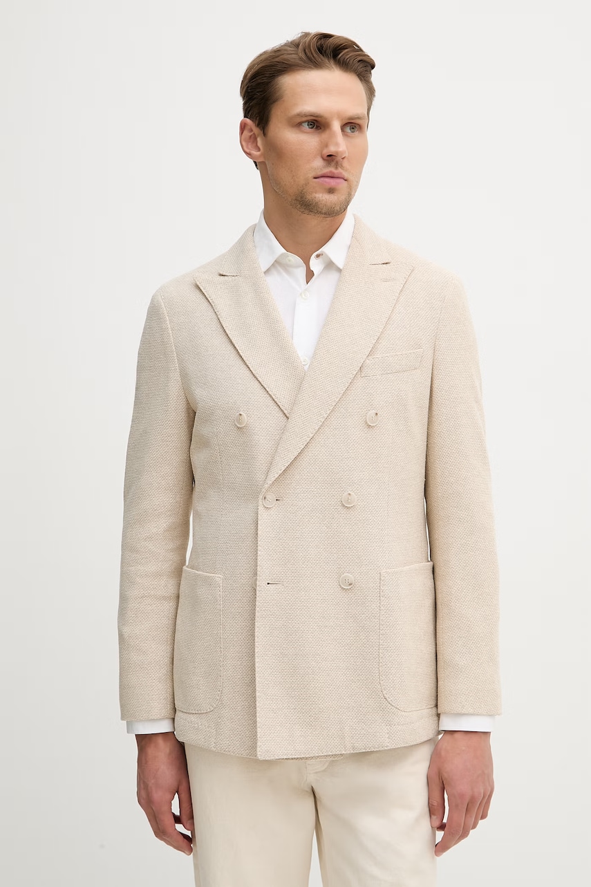 BOSS marynarka Hanry męska kolor beżowy 50561930