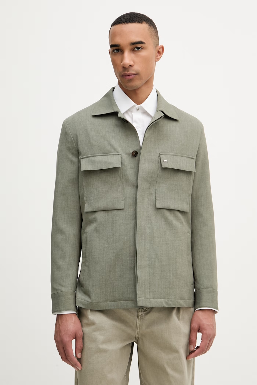 Michael Kors geacă tip cămașă pentru bărbați, cu amestec de lână