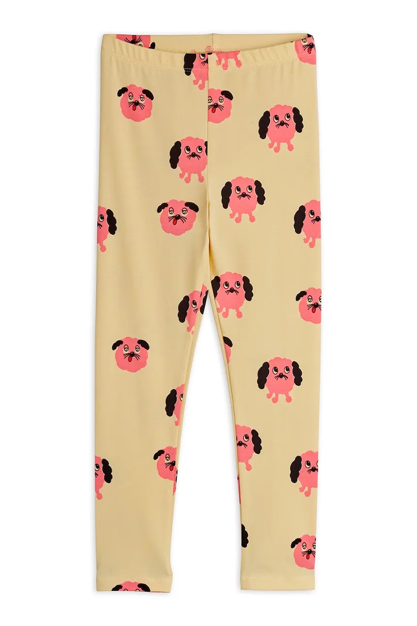 Mini Rodini leggins copii Doggies culoarea galben, cu imprimeu, 26130117