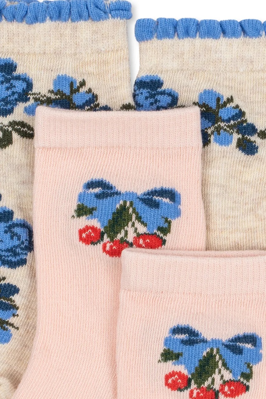 Дитячі шкарпетки Konges Sløjd 2 PACK FLOWER AND CHERRY JACQUARD SOCKS 2-pack