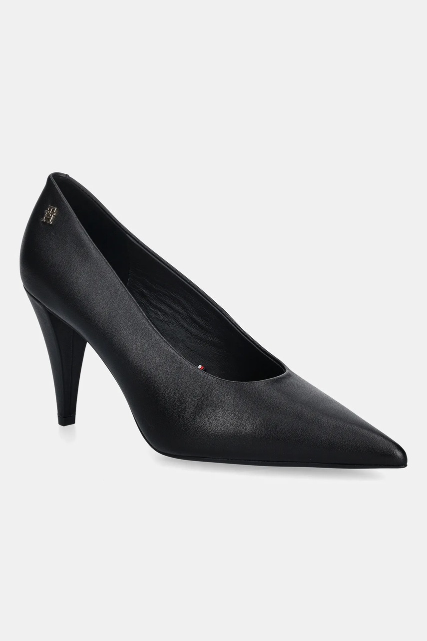 Levně Kožené lodičky Tommy Hilfiger TH SMOOTH LEATHER PUMP černá barva, FW0FW08960