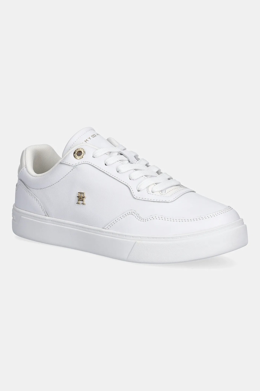 Levně Kožené tenisky Tommy Hilfiger CASUAL CUPSOLE SNEAKER dámské, bílá barva, FW0FW09022