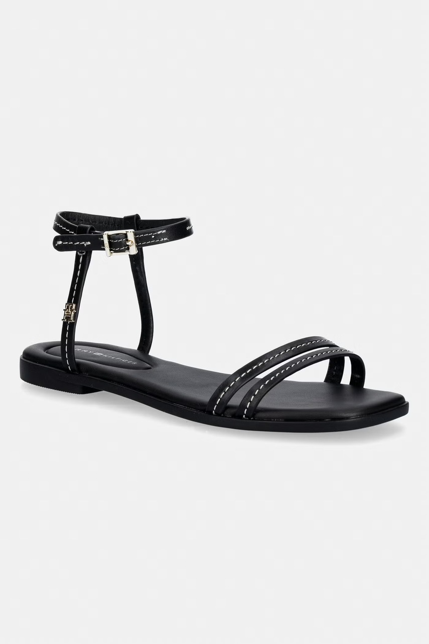 Tommy Hilfiger sandały damskie skórzane FLAT SANDAL STITCHING
