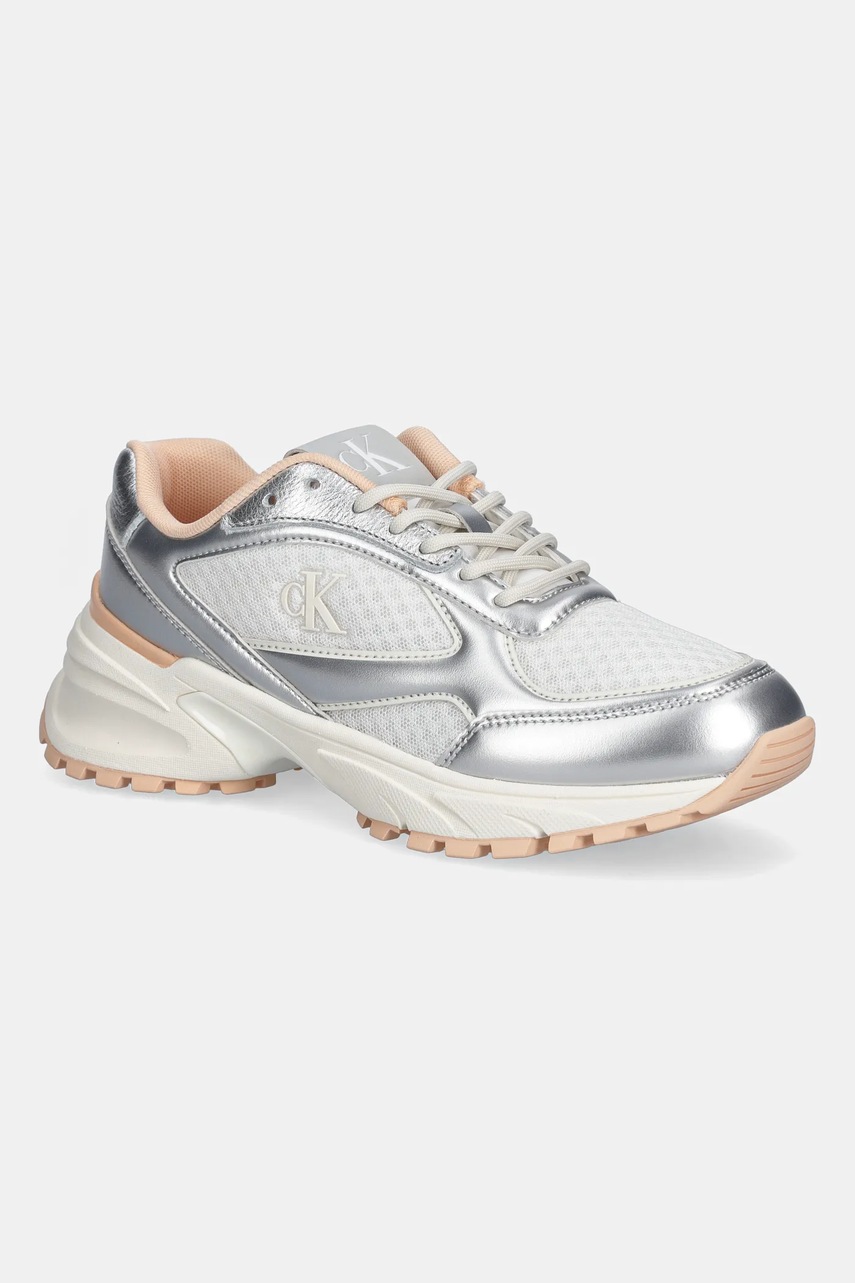 Levně Tenisky Calvin Klein HIKE RUNNER LACE UP MESH MIX MET dámské, bílá barva, YW0YW02063