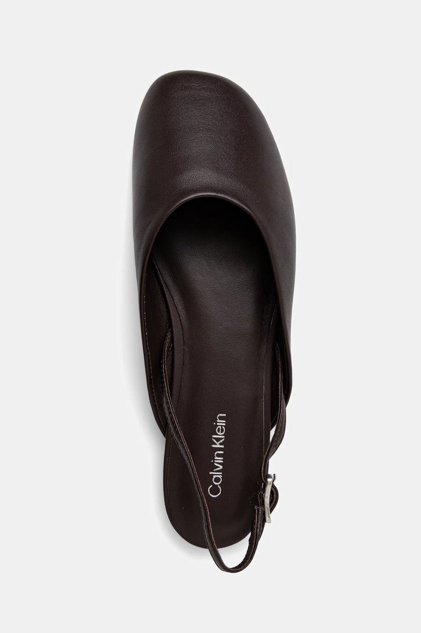 Kožené baleríny Calvin Klein OBLIQUE BALLERINA SLINGBACK LTH (obrázek 4)