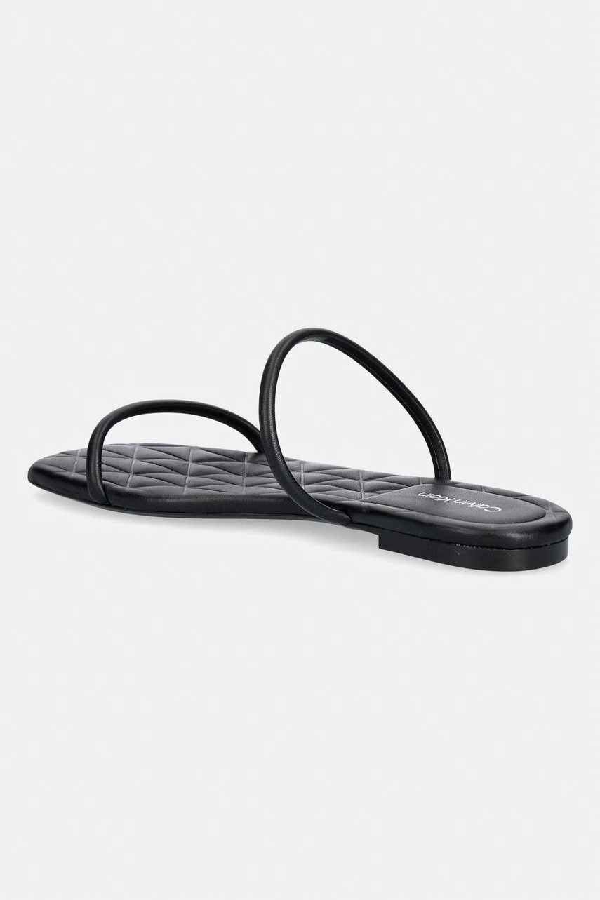 Calvin Klein šľapky dámske kožené SQUARE FLAT SNDL QUILT LTH