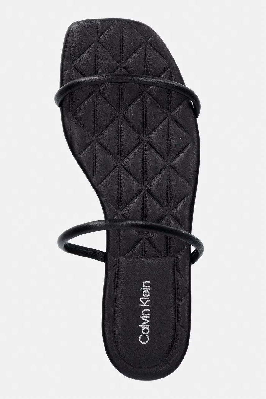 Calvin Klein šľapky dámske kožené SQUARE FLAT SNDL QUILT LTH