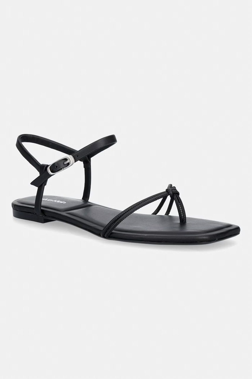 Levně Calvin Klein sandály dámské SQUARE FLAT SANDAL STRAP LTH