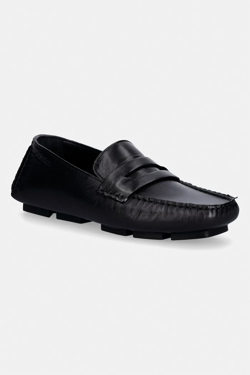 Calvin Klein mocasini de damă din piele SQUARE DRIVER LTH