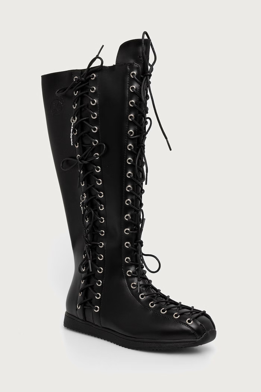 Koi Footwear Numinous Lace Up Charm Long Boots kozaki damskie