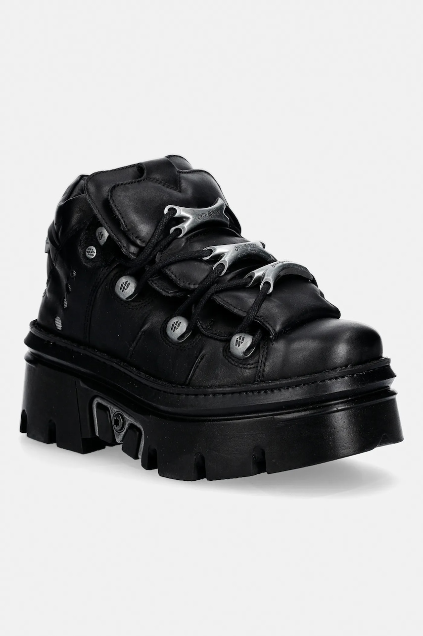 New Rock sneakers din piele CRUST NEGRO, REACTOR NEGRO E14 casco CON