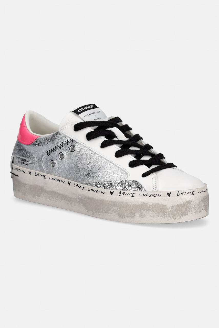 Crime London sneakers din piele DISTRESSED PLATFORM
