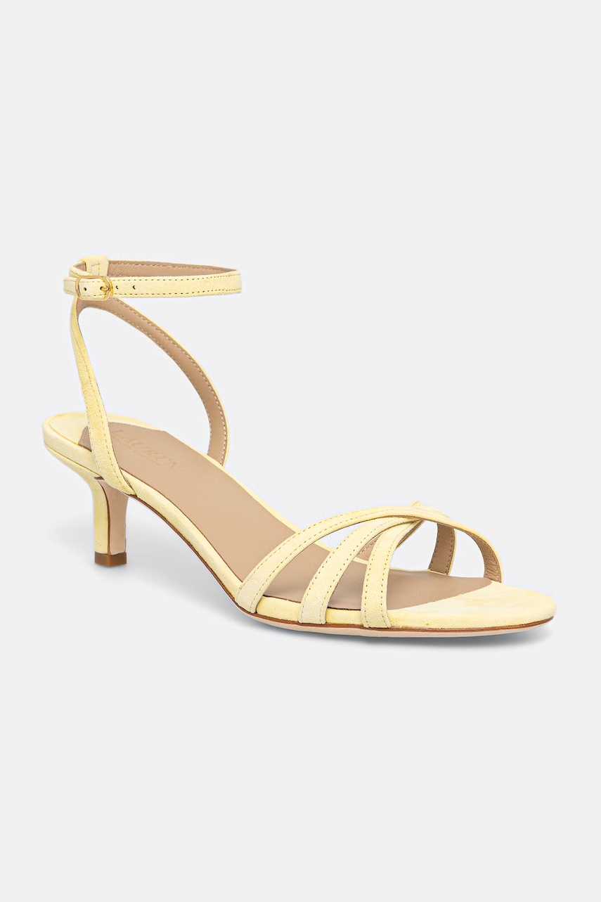 Lauren Ralph Lauren sandale cu toc jos din piele întoarsă Kendyl Kttn