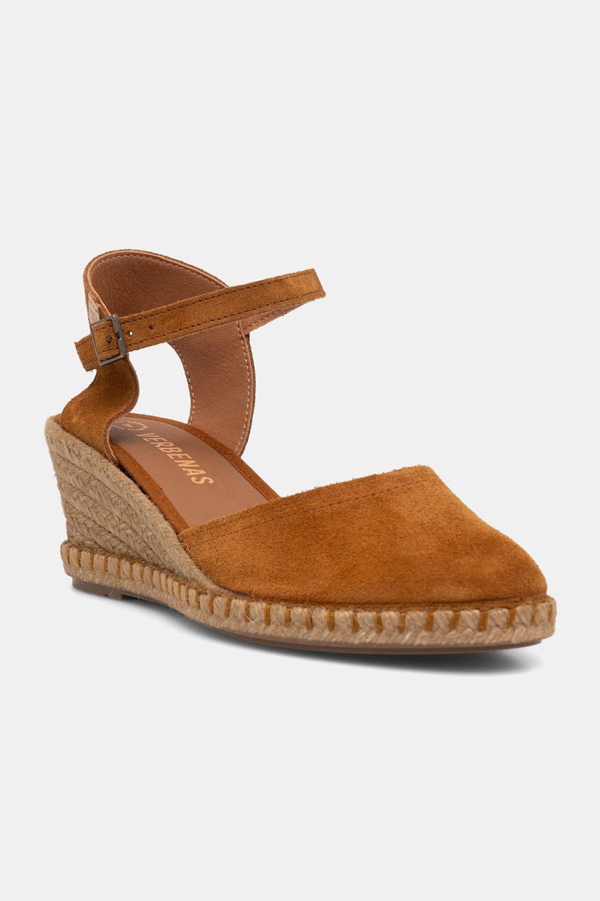 Verbenas espadrile wedges pentru femei, din piele întoarsă MALENA SERRAJE/TAN