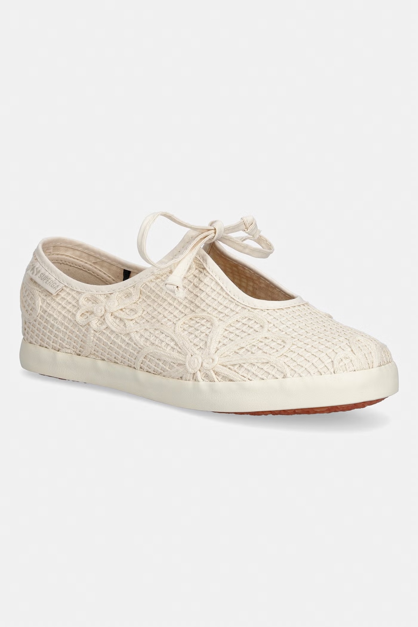 Superga μπαλαρίνες 2442 BALLERINA LACE NET FLOWER S1138PW.AAG μπεζ 36,37,40,41,38,39