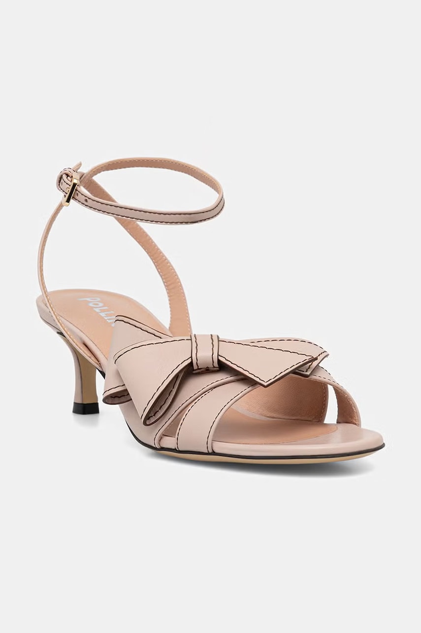 Pollini sandale cu toc cui din piele