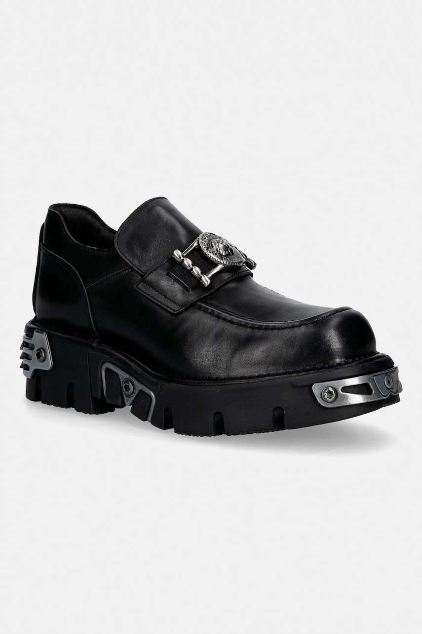 New Rock mocasini de piele CRUST NEGRO, REACTOR NEGRO TOBERAS