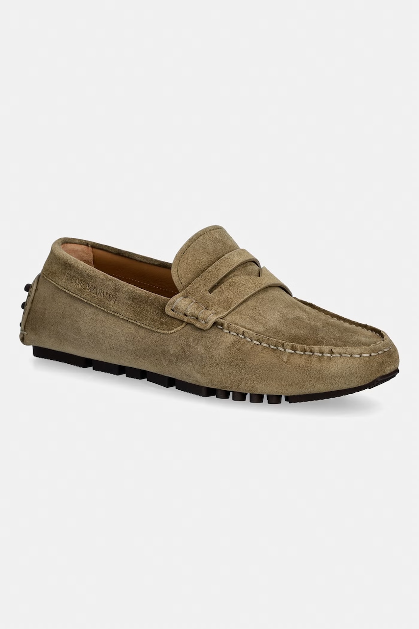 Emporio Armani mocasini de bărbați din piele întoarsă