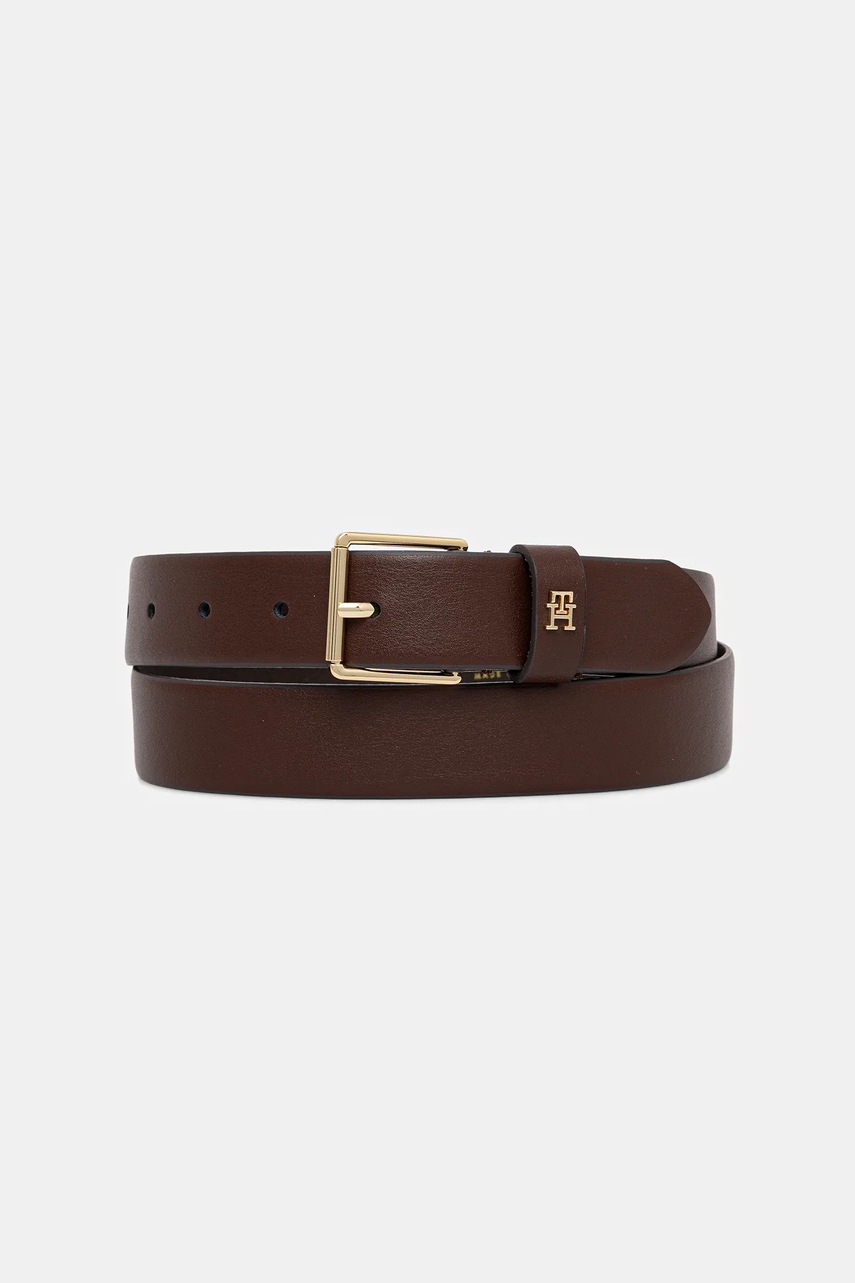 Levně Kožený pásek Tommy Hilfiger dámský, hnědá barva, AW0AW18251