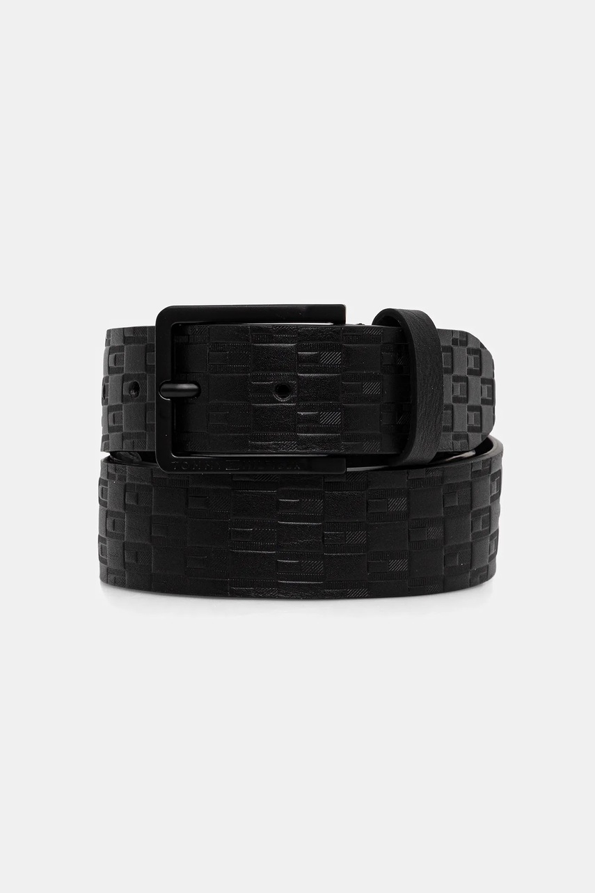 Levně Kožený pásek Tommy Hilfiger pánský, černá barva, AM0AM14078