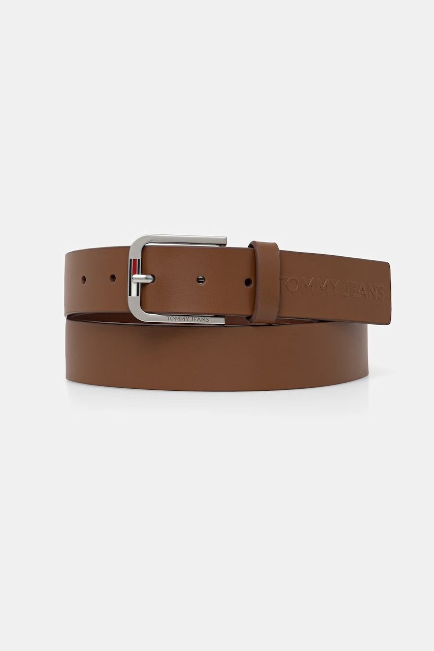 Tommy Jeans ζώνη ανδρική δερμάτινη AM0AM14234 καφέ 85,95,105,90,110,115,100