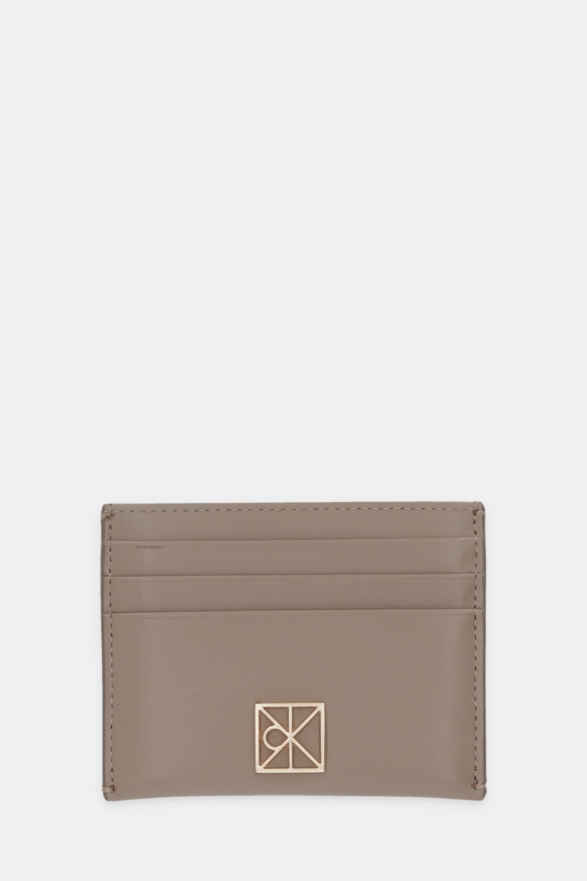 Levně Kožené pouzdro na karty Calvin Klein béžová barva, LV04F3317G