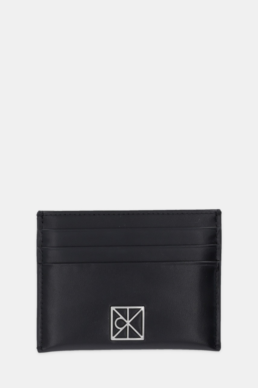 Levně Kožené pouzdro na karty Calvin Klein černá barva, LV04F3317G