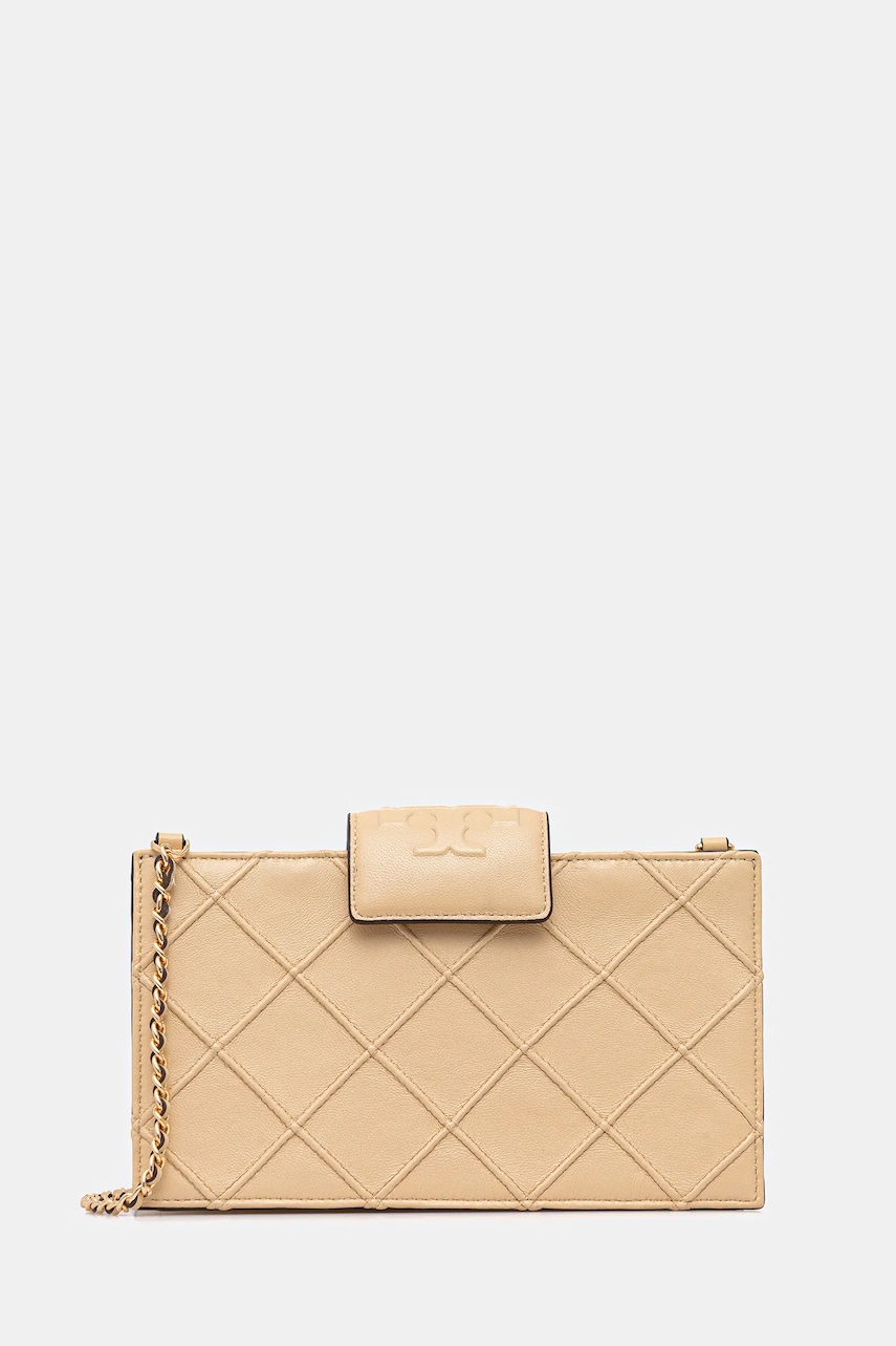 Tory Burch poșetă de piele Fleming culoarea bej, 167250-700